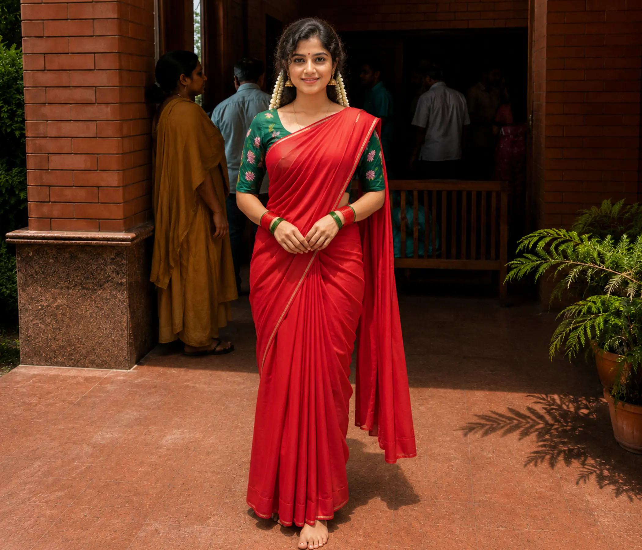 Hand Painted Lotus & Sacred Cow Blouse | Artisan-Crafted Designer Blouse for Sarees